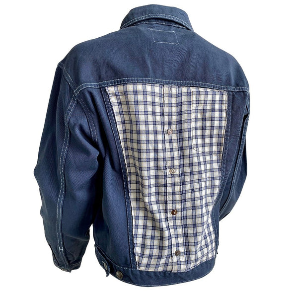 Denim Unisex Jacket w/Denim & Flannel Patchwork
