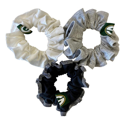 Green Bay Packers Hair Scrunchies – 3-Pack - Black/White/Grey