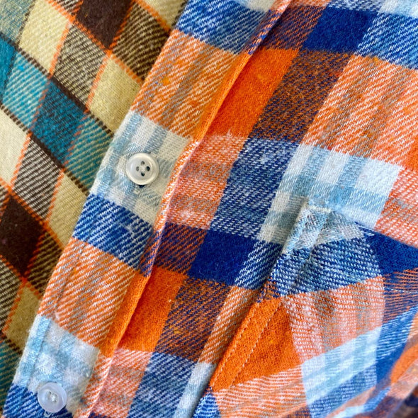 Split Flannel Button Down - Brown/Orange