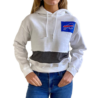 Buffalo Bills Women's Hooded Crop Sweatshirt - Black/White/Grey
