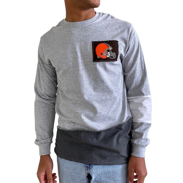 Cleveland Browns Men’s Long Sleeve Angle Tee - Black/White/Grey