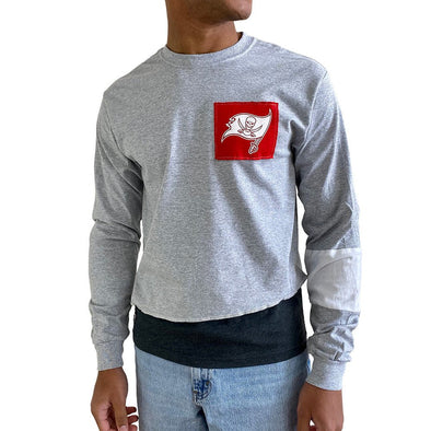 Men's Refried Apparel Red/Pewter Tampa Bay Buccaneers Sustainable Split  Center Pullover Sweatshirt 