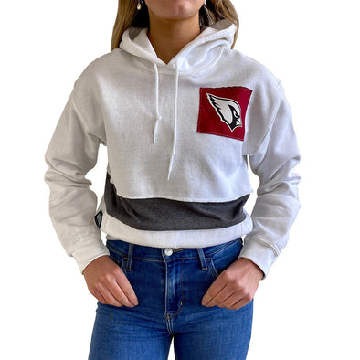 Arizona Cardinals Women's Hooded Crop Sweatshirt - Black/White/Grey