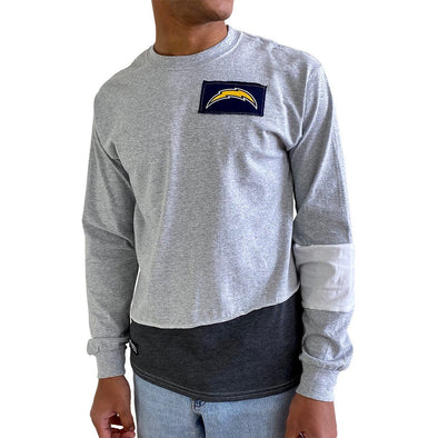 Los Angeles Chargers Men’s Long Sleeve Angle Tee - Black/White/Grey