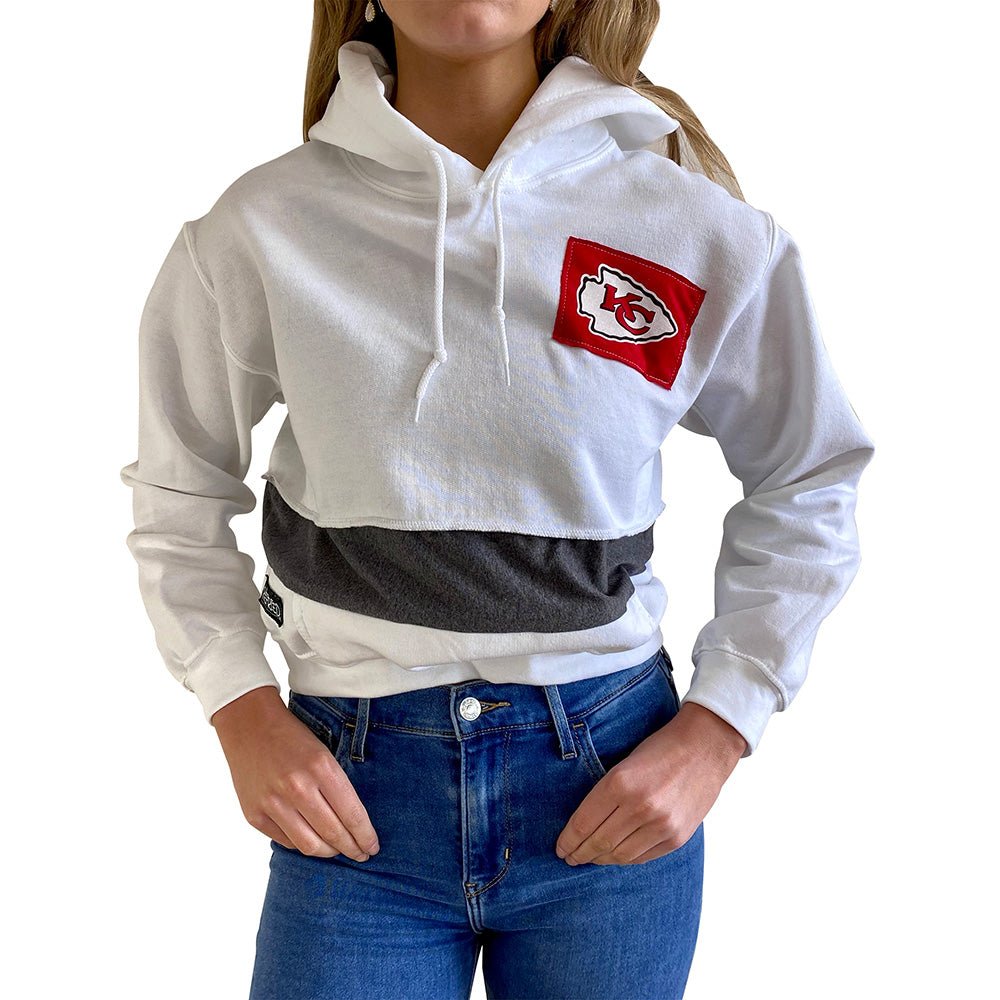 Kansas City Chiefs Women's Hooded Crop Sweatshirt - Black/White