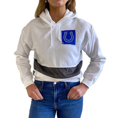 Indianapolis Colts Women's Hooded Crop Sweatshirt - Black/White/Grey