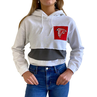 Atlanta Falcons Women's Hooded Crop Sweatshirt - Black/White/Grey
