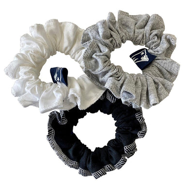 New England Patriots Hair Scrunchies – 3-Pack - Black/White/Grey
