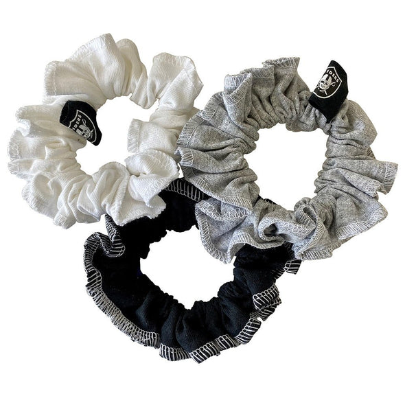 Las Vegas Raiders Hair Scrunchies – 3-Pack - Black/White/Grey