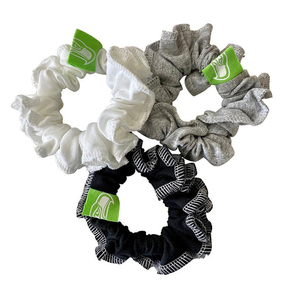Seattle Seahawks Hair Scrunchies – 3-Pack - Black/White/Grey