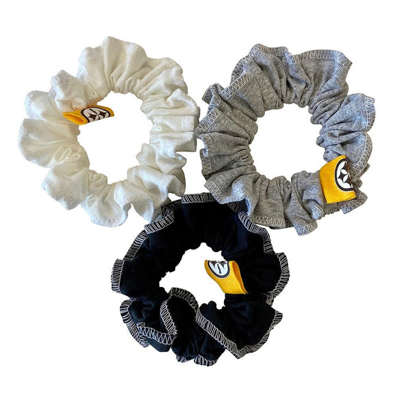 Pittsburgh Steelers Hair Scrunchies – 3-Pack - Black/White/Grey