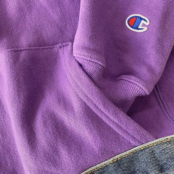 Champion Purple and Denim Unisex Hooded Sweatshirt