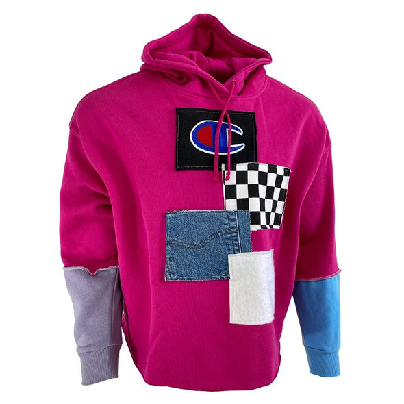 Champion Pink with Patches Unisex Hooded Sweatshirt