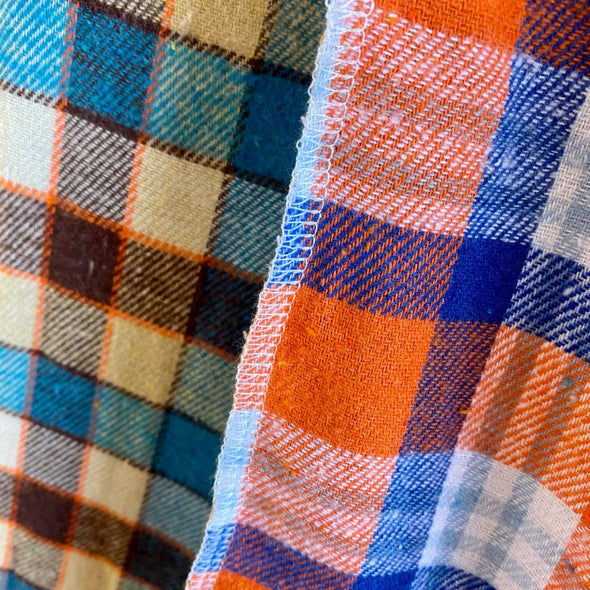 Split Flannel Button Down - Orange/Brown