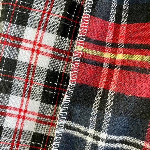 Split Flannel Button Down - Red/Charcoal