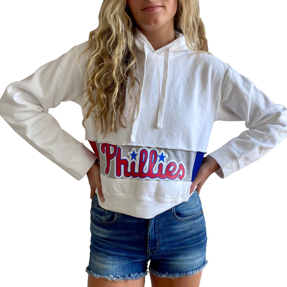 Distressed Philadelphia Phillies Wordmark Pull Over Hoodie With Philli