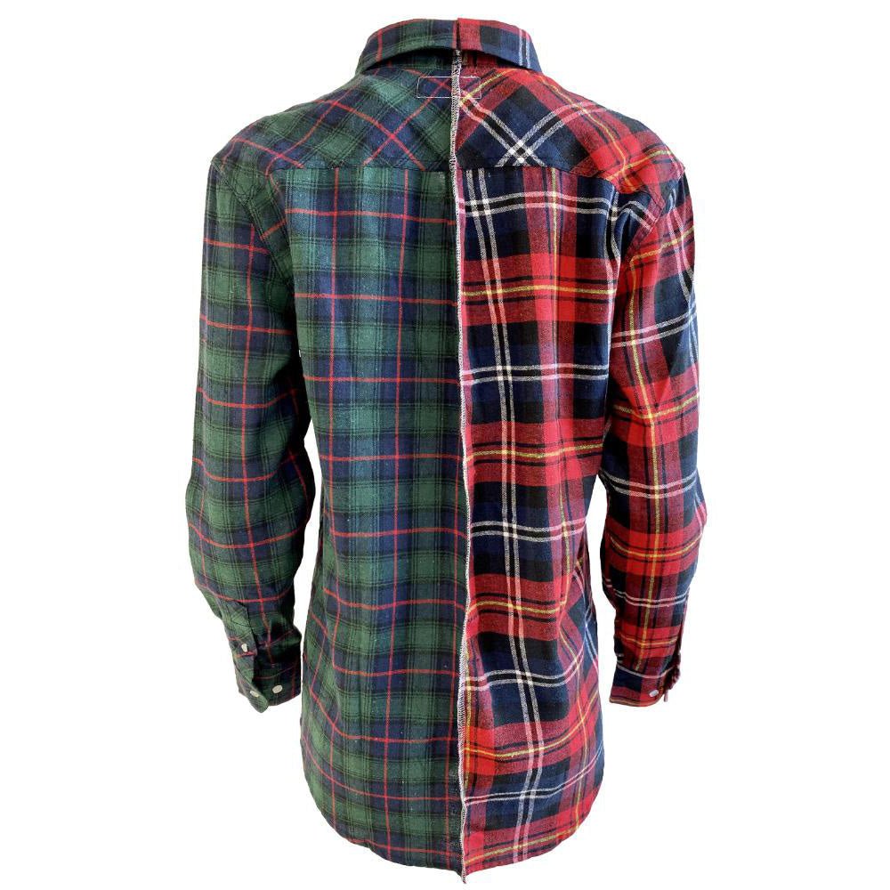 Split Flannel Button Down - Red/Green Refried Apparel Split Flannel Button Down - Red/Green Refried Apparel
