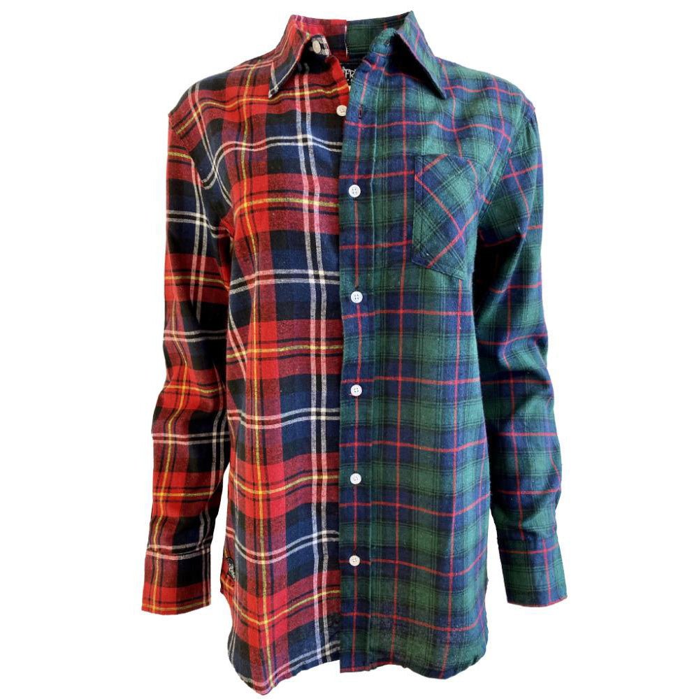 Split Flannel Button Down - Red/Green Refried Apparel Split Flannel Button Down - Red/Green Refried Apparel