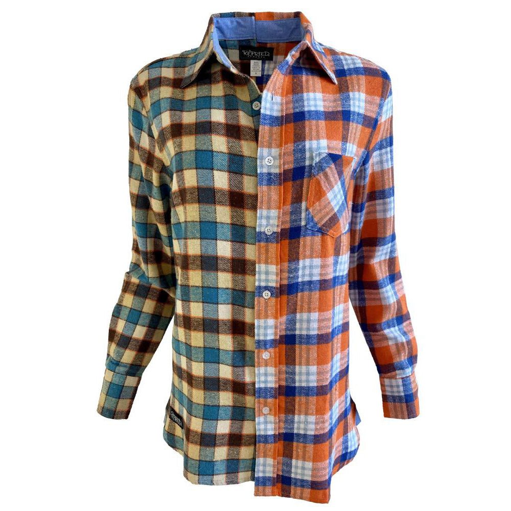 Split Flannel Button Down - Brown/Orange – Refried Apparel