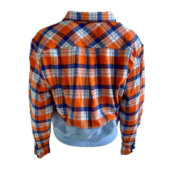 Crop Flannel with Band - Orange/Blue